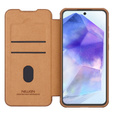 Flipové puzdro NILLKIN pre Samsung Galaxy A56, CamShield Qin Pro, kožené, hnedé