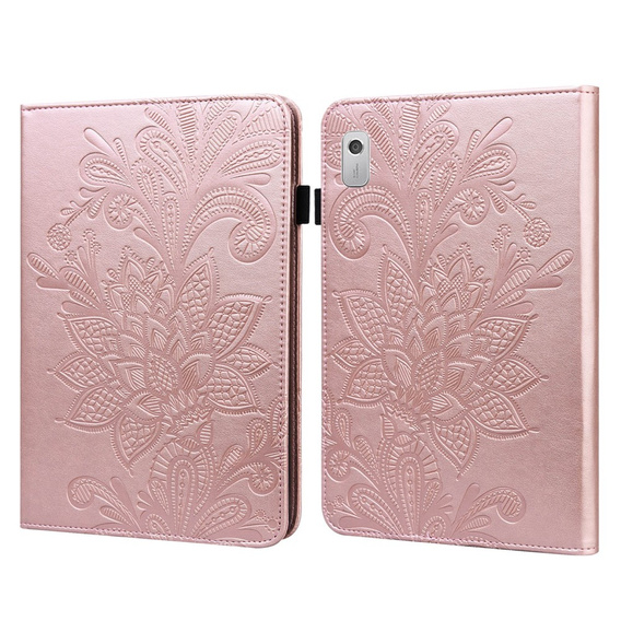 Puzdro s chlopňou pre Lenovo Tab M9, flower, ružové rose gold