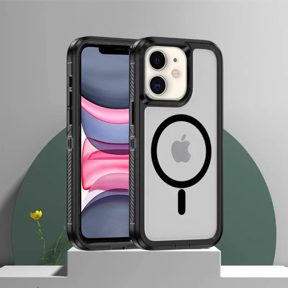 Puzdro s rámom pre iPhone 11, pre MagSafe, transparentné / čierne