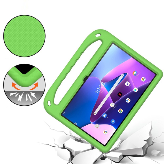 Detské puzdro pre Lenovo Tab M10 Plus 10.6 Gen 3 TB-125F TB-128F, detské puzdro s rukoväťou, zelený