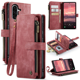 CASEME puzdro pre Samsung Galaxy A56 5G, Leather Wallet Cash and Card Slots, s remienkom, červené