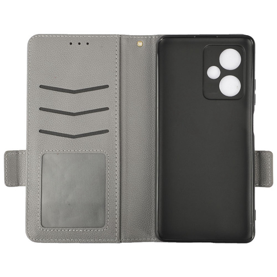 Klapkové puzdro pre Xiaomi Redmi Note 12 5G / POCO X5 5G, Wallet Litchi Magnet, sivé