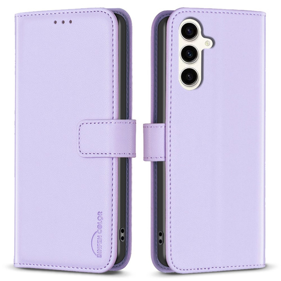 Klapkové puzdro pre Samsung Galaxy S23 FE, BINFEN Wallet, fialové + 9H sklo