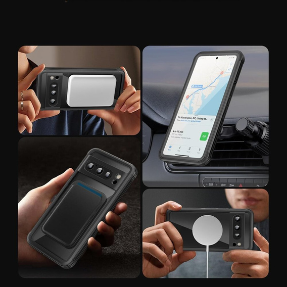 Puzdro pre Google Pixel 8 Pro, Shockproof, s fóliou na displej, pre MagSafe, čierne