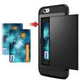 Obal na mobil pre iPhone 7/8/SE 2020/SE 2022, Sliding Card Holder, čierne