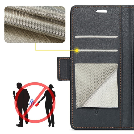 CASEME flipové puzdro pre Samsung Galaxy Z Fold6 5G, Litchi Wallet, čierne