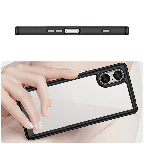 Obal na mobil pre Sony Xperia 10 VI, Fusion Hybrid, transparentné / čierne