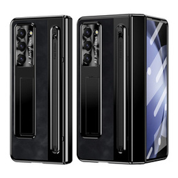 Kožené puzdro Leather+PC s podstavcom, sklom a stylusom pre Samsung Galaxy Z Fold6 5G