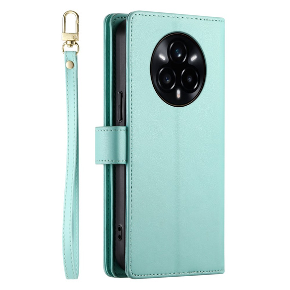 Klapkové puzdro pre Realme 14 Pro+ 5G, Wallet Zipper Pocket, mätové