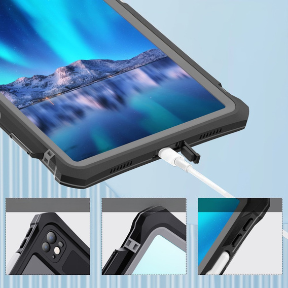 Vodotesné puzdro SHELLBOX IP68 pre Apple iPad Pro 11“ 5. generácie 2024, čierne