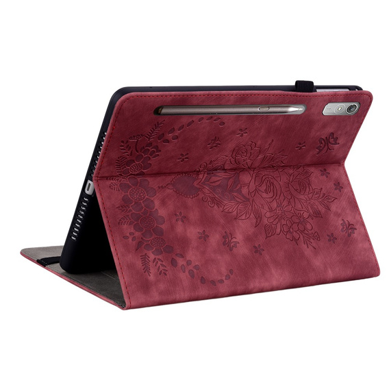 Puzdro s chlopňou pre Lenovo Tab P12, flower, červené