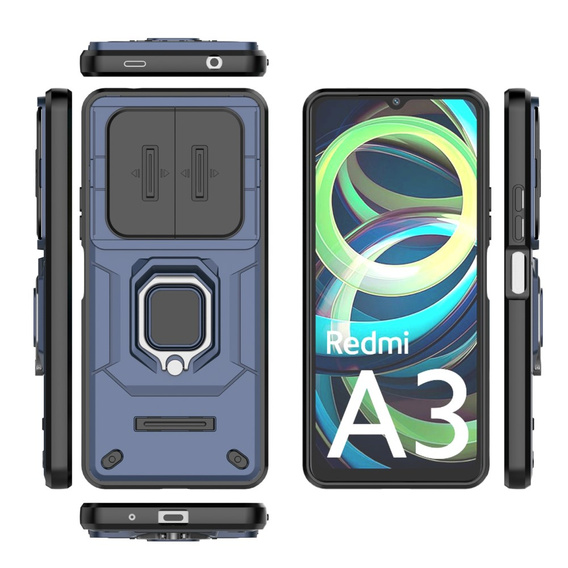 Puzdro pre Xiaomi Redmi A3, KickStand Camera Lens, modré