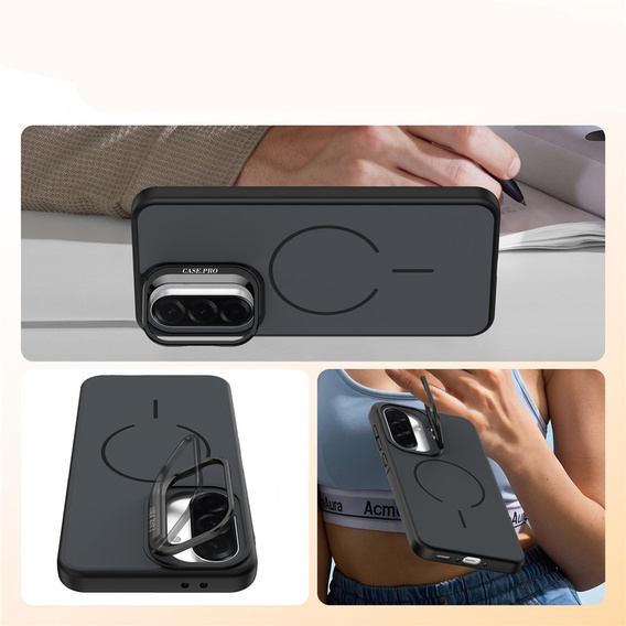 Puzdro Skin-touch s podstavcom MagSafe pre Samsung Galaxy A57 5G, čierne