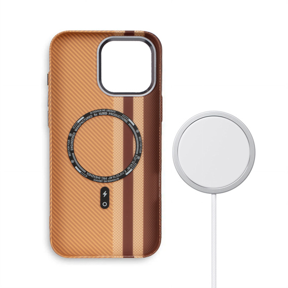 Puzdro pre iPhone 14 Pro Max, Carbon Fiber MagSafe, žlté