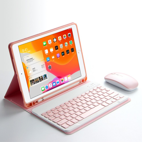 Puzdro + klávesnica iPad 10.2 7/8/9 gen 2019/2020/2021, Keyboard Cover Pen Slot, ružové rose gold