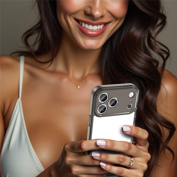 Silikónové puzdro pre iPhone 17 Pro Max, s tvrdou zadnou stranou, tónované do čierna