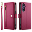Klapkové puzdro pre Samsung Galaxy S25, Wallet Zipper Pocket, červené
