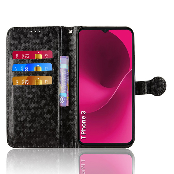 Flipové puzdro pre T Phone 3 5G, Wallet Rhombus, čierne