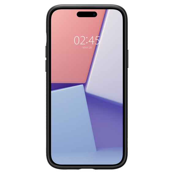 Puzdro Spigen pre iPhone 15, Liquid Air, čierne + tvrdené sklo 9H