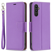 Klapkové puzdro pre Samsung Galaxy A25 5G, Wallet Litchi Leather, fialové + 9H sklo