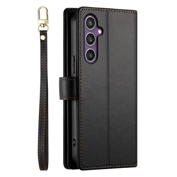 Klapkové puzdro pre Samsung Galaxy S25, Wallet Zipper Pocket, čierne