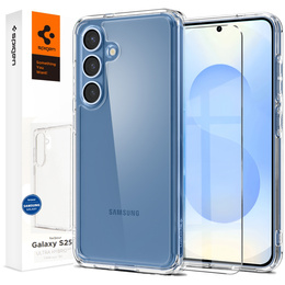 Puzdro Spigen pre Samsung Galaxy S25+ Plus, Ultra Hybrid, priehľadné + tvrdené sklo 9H