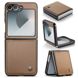 Puzdro pre Samsung Galaxy Z Flip7 FE / Z Flip6, CASEME Litchi Leather, hnedé