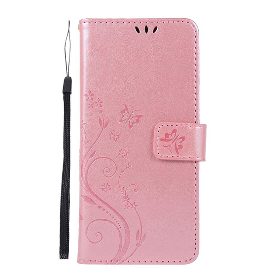 Klapkové puzdro pre Samsung Galaxy A51, Butterfly Flower, ružové rose gold