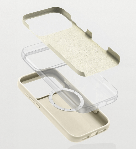 Silikónové puzdro pre iPhone 17 Pro, pre MagSafe, proti nárazom, béžové