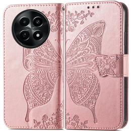 Klapkové puzdro pre Realme 12, Butterfly, ružové rose gold