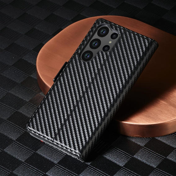 Klapkové puzdro pre Samsung Galaxy S23 Ultra, Carbon LC.IMEEKE, čierne