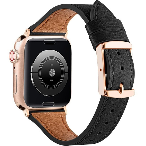 Pasek Skórzany do Apple Watch 1/2/3/4/5/6/7/8/SE/Ultra 42/44/45/49mm, Czarny