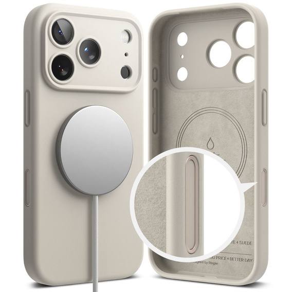 Puzdro Ringke pre iPhone 17 Pro Max, silikónové magnetické puzdro MagSafe, kameň