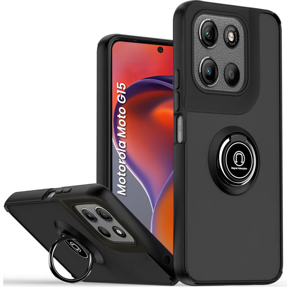 Puzdro pre Motorola Moto G15 / Motorola Moto G15 Power, Frosted Ring, čierne