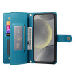 Klapkové puzdro pre Samsung Galaxy S25, Wallet Zipper Pocket, modré