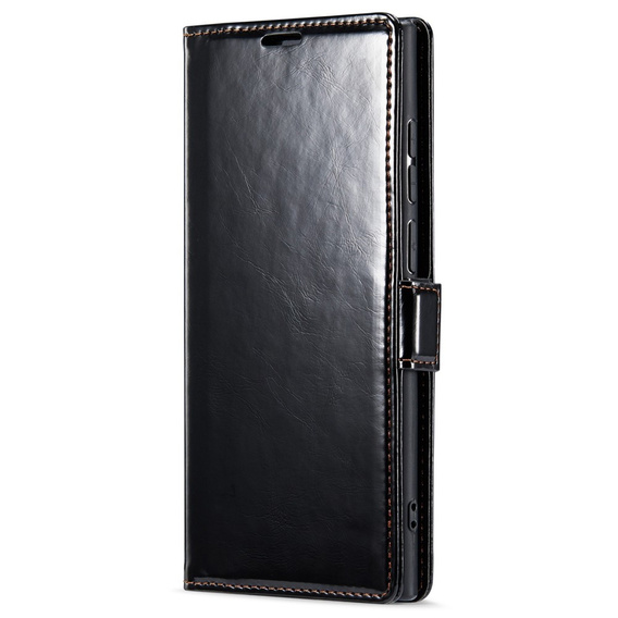 Klapkové puzdro pre Samsung Galaxy S23 Ultra, ERBORD Waxy Wallet, čierne