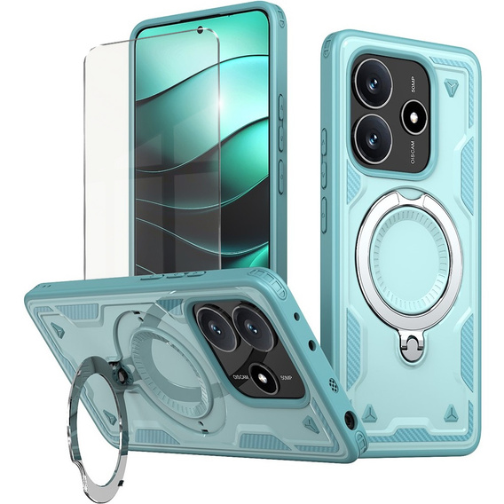 Puzdro pre Xiaomi Redmi Note 14 5G, Military MagSafe, modré + sklo 9H