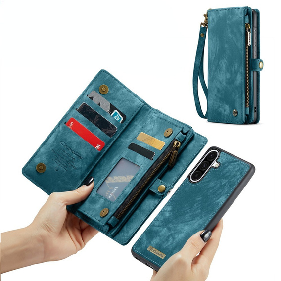 CASEME puzdro pre Samsung Galaxy A56 5G, Retro Leather Wallet, s remienkom, zelený