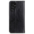 Obal na mobil pre Samsung Galaxy S24 Ultra, Wallet Litchi Leather, čierne