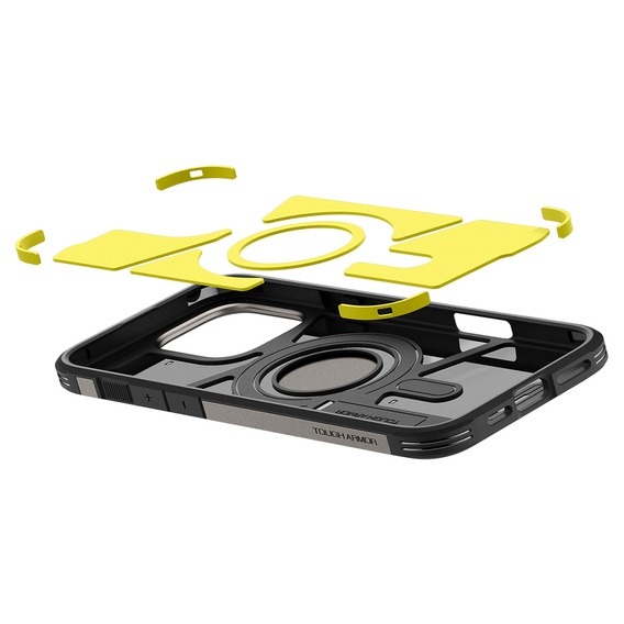 Puzdro Spigen pre iPhone 16 Pro Max, Tough Armor Mag MagSafe, sivé + tvrdené sklo 9H