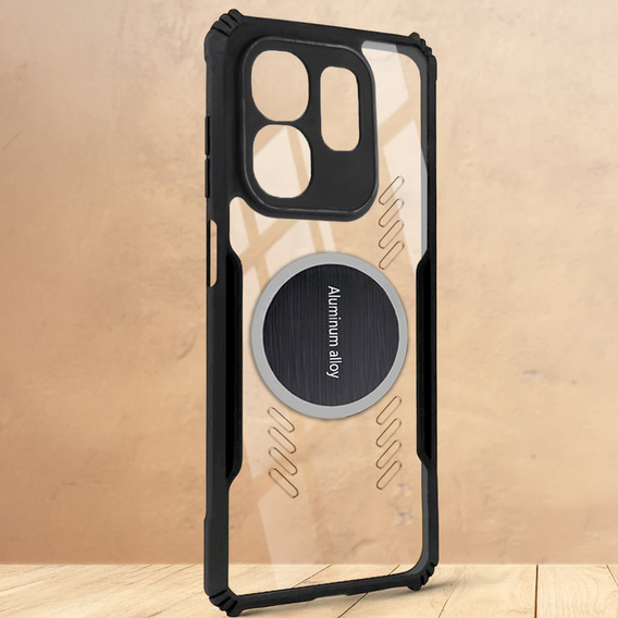 Puzdro pre Infinix Hot 50i 4G, s magnetickým štítkom, transparentné / čierne