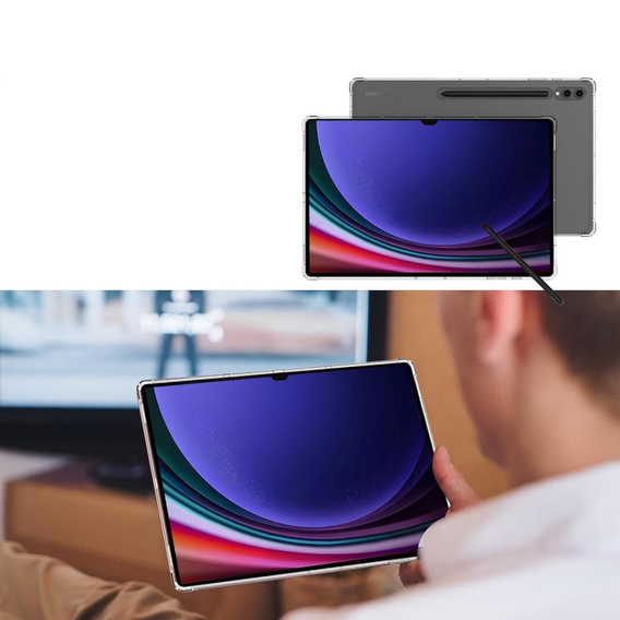 Puzdro pre Samsung Galaxy Tab S9 FE, s držiakom na stylus, silikónové, priehľadné