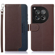 Flipové puzdro pre OnePlus 12 5G, KHAZNEH RFID, hnedá / modrá