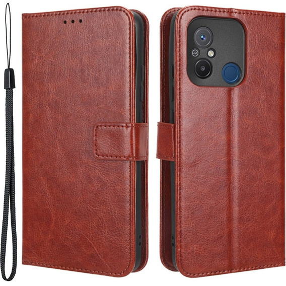 Klapkové puzdro pre Xiaomi Redmi 12C, Crazy Horse Wallet, hnedé