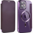 Klapkové puzdro pre iPhone 12, RFID Wallet MagSafe CamShield, fialové