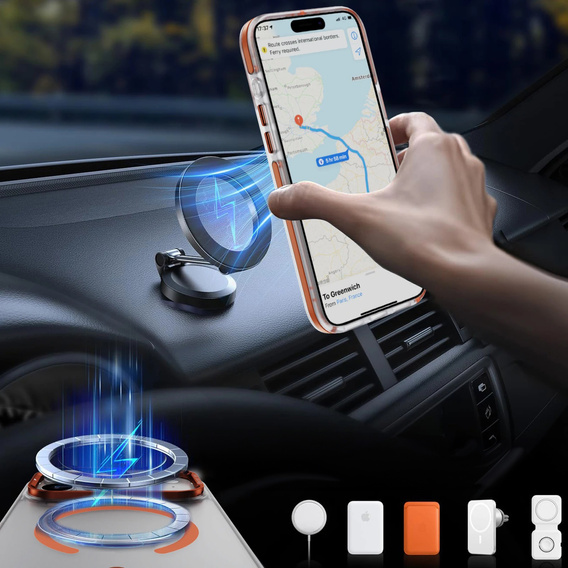 Obrnené puzdro MagSafe číre s oranžovými stranami pre iPhone 17 Pro