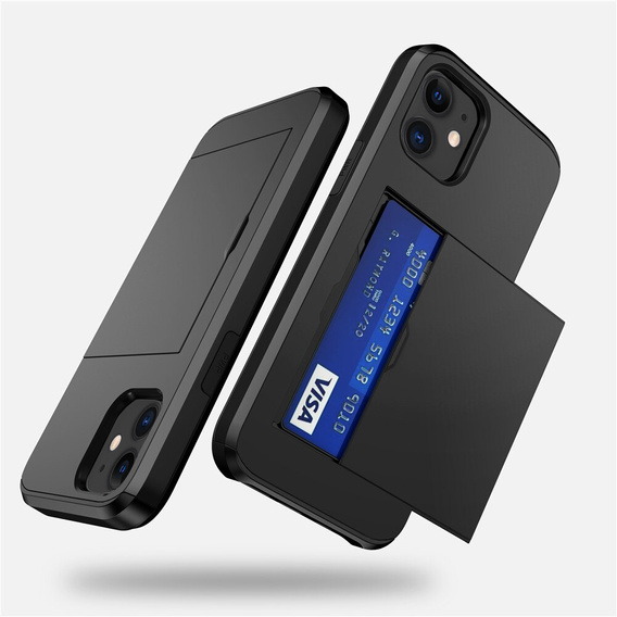 Obal na mobil pre iPhone 11, Sliding Card Holder, čierne