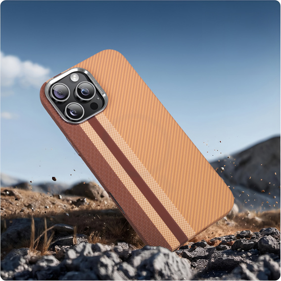 Puzdro pre iPhone 15 Pro Max, Carbon Fiber MagSafe, žlté