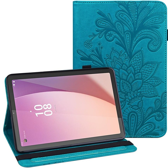 Puzdro s chlopňou pre Lenovo Tab M9, flower, modré