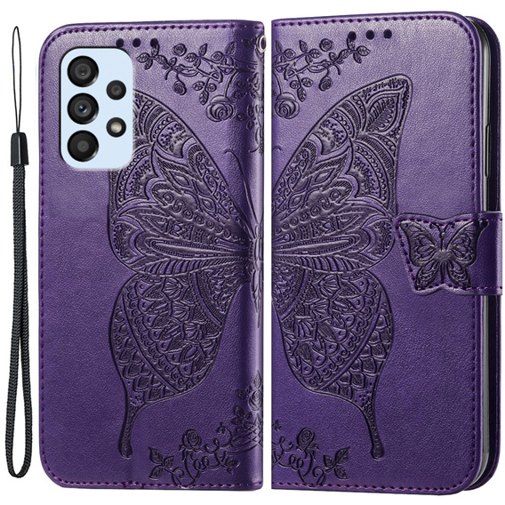 Klapkové puzdro pre Samsung Galaxy A53 5G, Butterfly, fialové